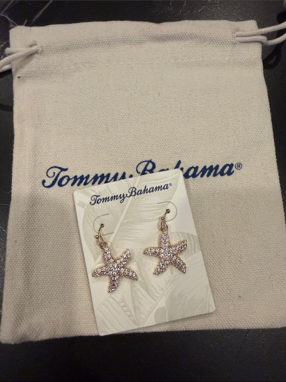 Tommy Bahama Gold Crystal Starfish Drop Earrings